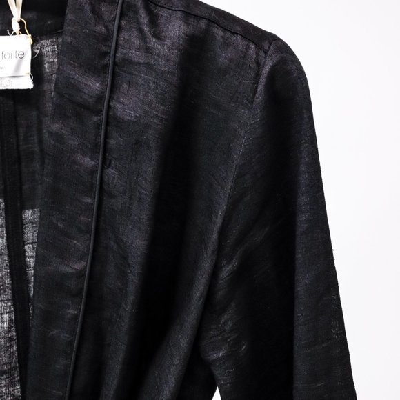 Forte_Forte Black Linen Front Tie My Jacket - Picture 6 of 12